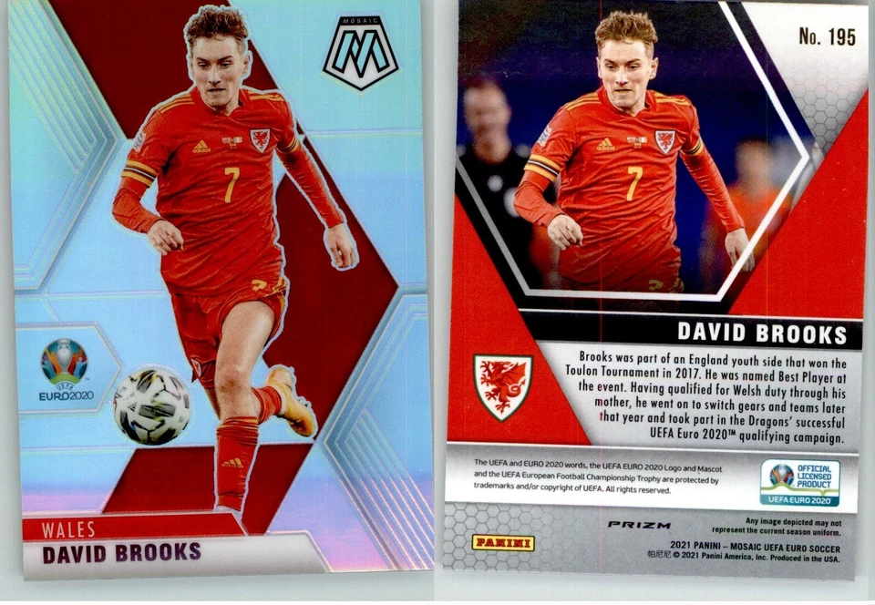 David Brooks 2021 Mosaic UEFA Euro Soccer Silver Prizm #195 Wales - Image 1 of 1
