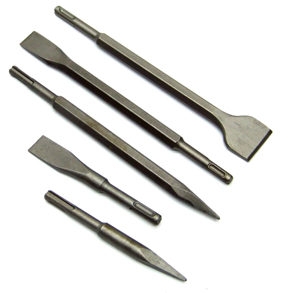 5 pcs SDS Plus Rotary Hammer Bit Punch Chisel Fits Bosch Hilti Point Flat set