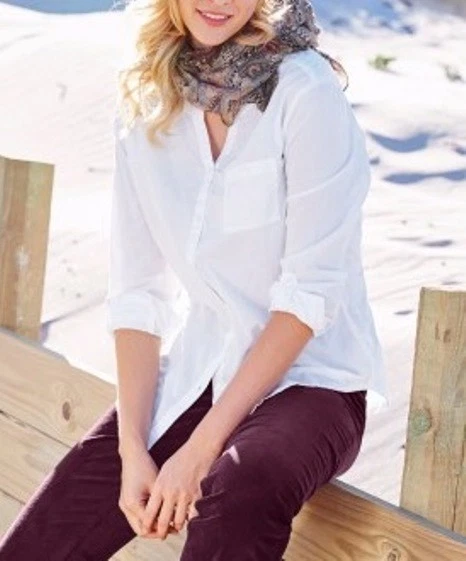 Cheer Damen Crinklebluse Kragenlose Bluse Hemd Shirt langarm weiß 818731 - Bild 1 von 1