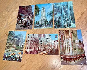 1950's Set of 6 STREET SCENES NEW YORK Postcards Radio City / 5th Ave / Herald - Picture 1 of 11