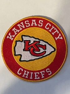 Kansas City Chiefs 3.5" Round Iron On Embroidered Patch ~US Seller~FREE Ship! - Picture 1 of 1