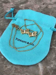 AUTÉNTICO COLLAR COLGANTE MARIPOSA DIAMANTES ORO AMARILLO 18K TIFFANY & CO 18" - Imagen 1 de 10