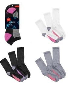 3-Pack of Hanes X-Temp Womens Ladies BLACK WHITE or GREY Sports Socks 35-40 - Picture 1 of 4