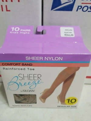 Gildan 10 pares hasta la rodilla brisa pura bronceado nailon talla regular Foto 1 de 2