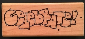 FEIERN SIE GROSSE KLOBIGE BUCHSTABEN PARTY ANLASS WORTSATZ PUNKTE Holz Stempel - Bild 1 von 5