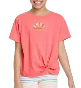 Cat & Jack T-Shirt Girls Coral Sunshine' Embroidered Short Sleeve Small 6-6X - Picture 1 of 5