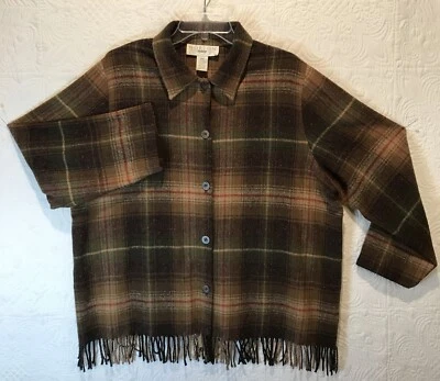 Vintage Studio Norton Top 16W Plaid Shacket Wool Southwestern Fringe Cowgirlcore - Image 1 of 4