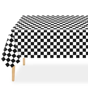 Karierte Tischdecke Einweg 12er Pack, 54 x 108 Zoll Schwarz und Weiß Kariert... - Bild 1 von 7