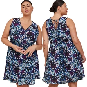 Mini Vestido Torrid de Gasa con Volantes Talla 4X Floral Sin Mangas Cuello en V Volantes - Imagen 1 de 5