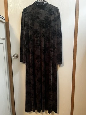 Vestido Vintage Jones New York Verde Floral Terciopelo Romántico Gótico CL Foto 1 de 4