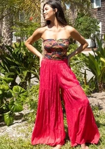 NWT Natural Life Pattie Palazzo Jacquard Magenta Wide Leg Pants Womens Medium - Picture 1 of 8