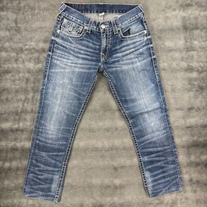 True Religion Jeans Mens Size 31 (30x28) Blue SLIM Flap Pockets Denim - Picture 1 of 14