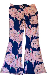 LILLY PULITZER Girls Luxe Rayon Spandex Flamingo Wide Leg Pant Sz XL (12-14) - Picture 1 of 4