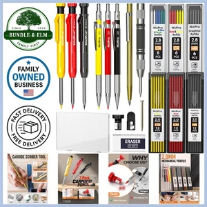 Carpenter Pencils Mechanical 18 Pack Refill Marking Tools for Woodworking - Foto 1 di 9