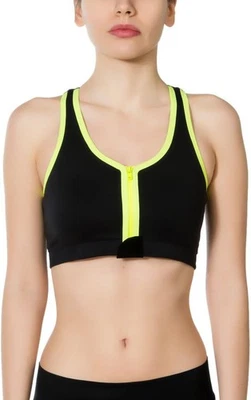 Sujetador deportivo Jerf Santos Fashion Bustier para mujer, negro/amarillo, M Foto 1 de 3