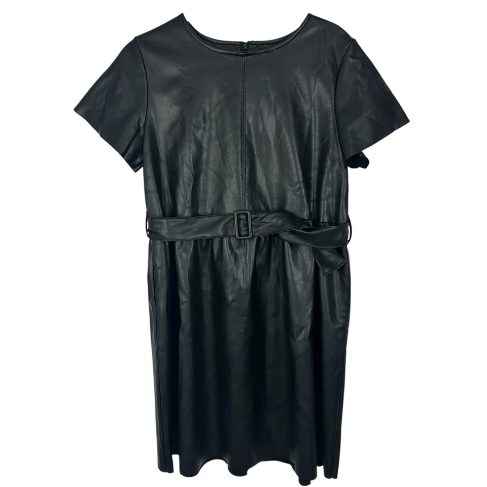 Wonder Nation Dress Girls XL Black Vegan Faux Leather Skater Cosplay Whimsygoth - Image 1 of 4