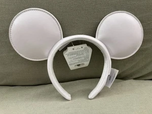 Disney Parks White Faux Leather Mickey Mouse Ears Headband NEW - Picture 1 of 4