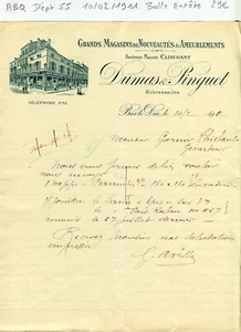 Dépt 55 - Bar le Duc - Belle Entête d'un Grand Magasin du 10/02/1911 A Voir !!!! - Bild 1 von 1