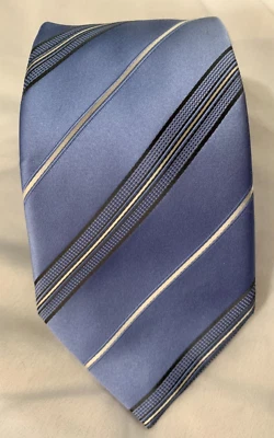 Corbata a rayas Donald Trump Signature 3,75X59" azul seda blanco plata Foto 1 de 2