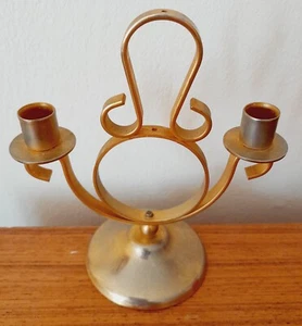 Stylish Little Crown Style Brass Candelabra-2 Arms Holder.Gorgeous.H-13cm.W-100g - Picture 1 of 8