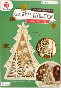 3D Holz Weihnachtsdeko X-Mas Tannenbaum Reh Eiskristall Plywood Holz Bausatz - Bild 1 von 3