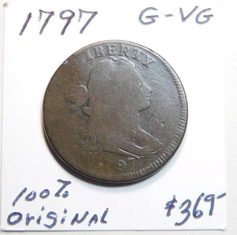 SCARCE 1797 DRAPED BUST LARGE CENT G - VG 100% ORIGINAL BEAUTIFUL SMOOTH FIELDS⭐ Cover