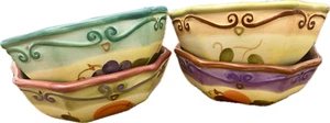 Tabletops Unlimited Medici Fruit Motif w. Scrolls 7.25" Cereal Bowl - All Colors - Picture 1 of 22