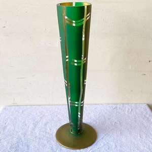 Vaso moderno in vetro verde e oro metà secolo - Foto 1 di 8