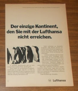 Seltene Werbung LUFTHANSA fliegt nicht in die Antarktis - Pinguine 1970 - Picture 1 of 1