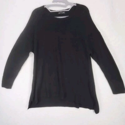 Suéter Eileen Fisher Petite L PL Negro 100% Lana Merino Cuello Redondo Manga Larga Foto 1 de 4