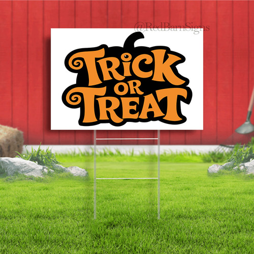 Trick or treat Halloween white background yard sign eBay