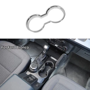 Front Water Cup Holder Cover Trim Frame For Ford Bronco 2021+ Chrome Accessories - Picture 1 of 10