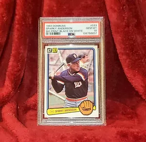 SPARKY ANDERSON 1983 DONRUSS #533 BIO PRINT BLACK ON WHITE PSA 10 🔥 SHARP - Picture 1 of 2