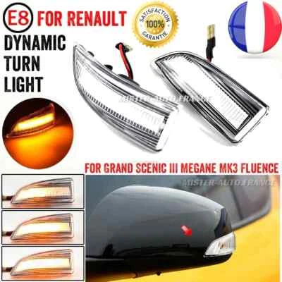 Clignotant Dynamique ★LED Rétroviseur ✅Renault Megane MK3 Fluence Laguna Scenic - Immagine 1 di 4