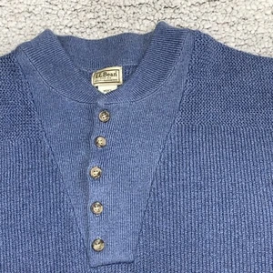 VTG LL Bean Blue " High Trek Yarn "  Reverse Commando Sweater Made USA XL Tall - Picture 1 of 8