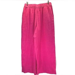 Tahari Essentials Wide Leg Linen Cropped Pants with Pockets Size Large NWOT Pink - Picture 1 of 5