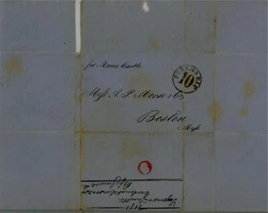 1869 Stampless Letter, CUBA to Boston, by ship Morro Castle, "STEAMSHIP 10" - Picture 1 of 2