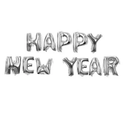 16" 40" Silver Gold Mylar Letter Balloons HAPPY NEW YEAR EVE Party Countdown USA - Image 1 of 3