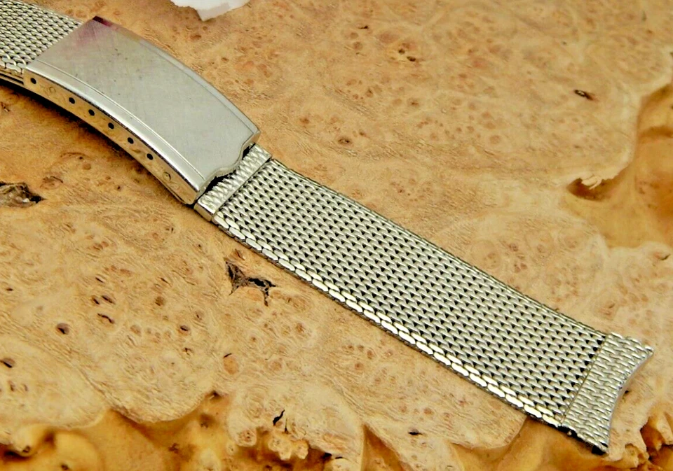 Vintage Duchess 17.5mm stainless steel mesh deployment clasp watch band USA made - Изображение 1 из 4