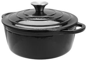 Cazuela redonda de hierro fundido olla negra plato con tapa utensilios de cocina 2,5 L 21 cm - Imagen 1 de 3