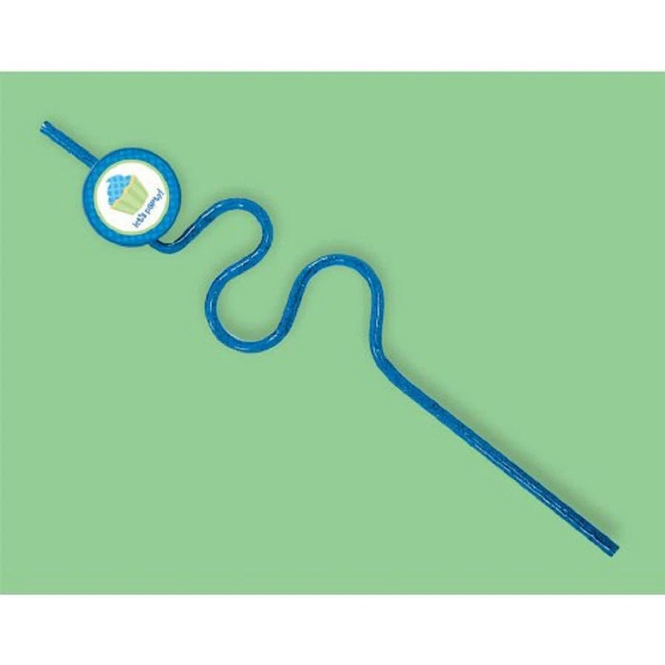 Sweet Little Cupcake Boy Azul Lil' Niños 1er Cumpleaños Fiesta Favor Pajitas Locas Foto 1 de 1