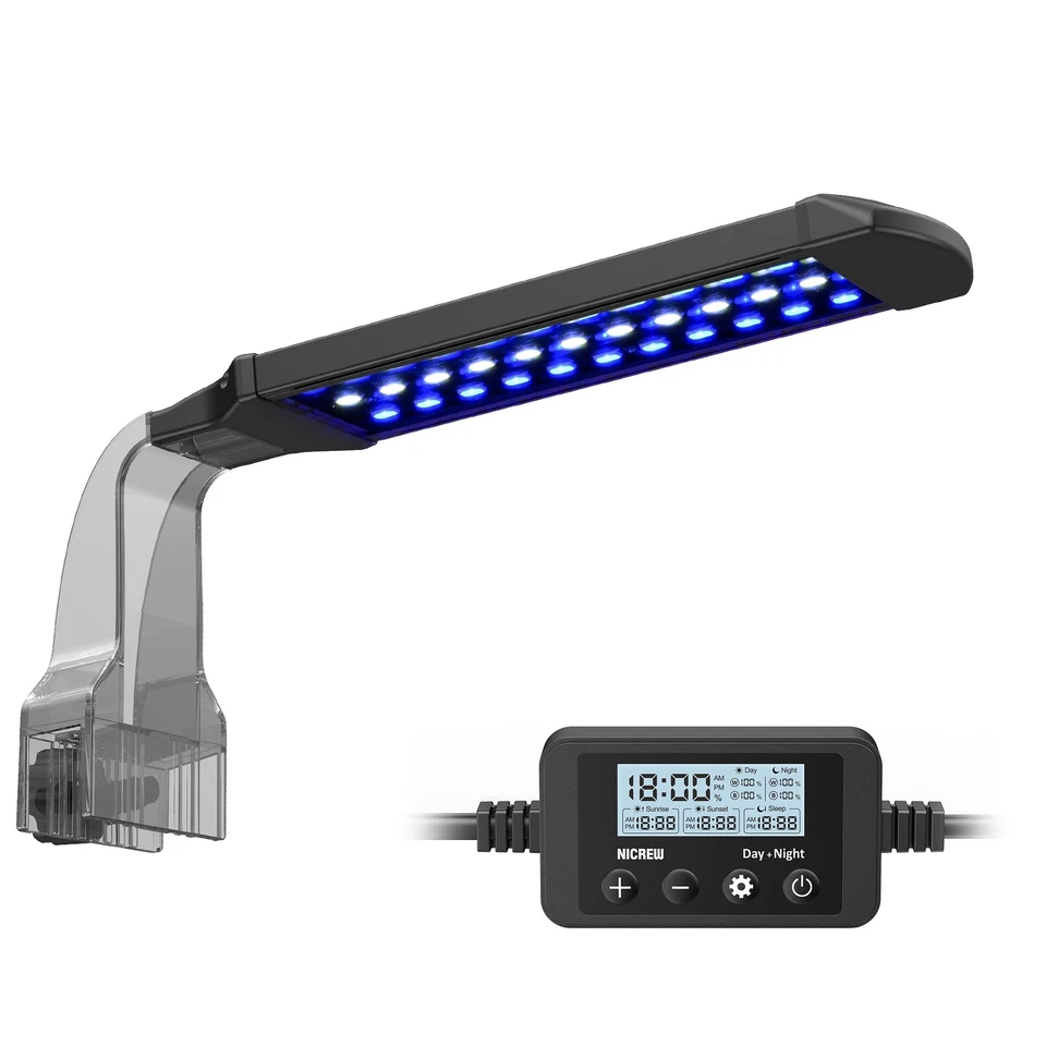 NICREW Marine Clip On Aquarium Light, Saltwater Fish Tank Light For Coral Reef T