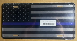 Rogue River Tactical Silver Metallic Thin Blue Line Flag License Plate - Picture 1 of 6