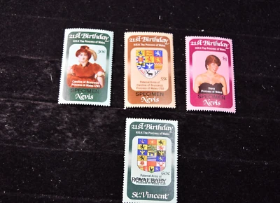 NEVIS 1982  BIRTHDAY S 150-152 SPECIMEN OP + 1982 ST KITTS ROYAL BABY S 63  MNH - Image 1 of 4