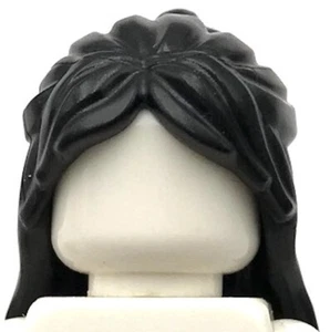 Lego New Black Minifigure Hair Female Long Parted Bangs Swept Back in Bun Part - Picture 1 of 2