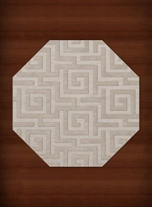 Ivory Transitional Hand Hooked Squares Curls Blocks Area Rug Geometric DV13 - Picture 1 of 35