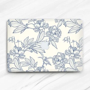 Flowers Blue Painting Floral Hard Case For Macbook Air 13 Pro 16 13 14 15 - Picture 1 of 4