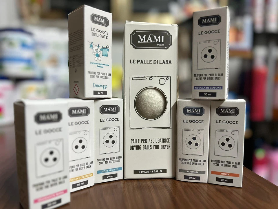 MAMI MILANO kit palle di lana + gocce profumate per asciugatrice