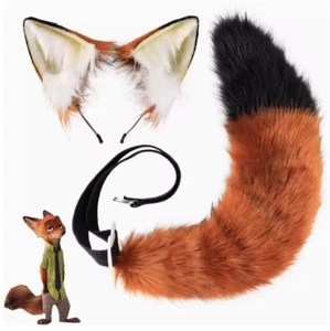 Zootopia Nick·Wilde Simulated Fox Ears Fox Tail Cosplay Anime Prop Costume - Picture 1 of 11