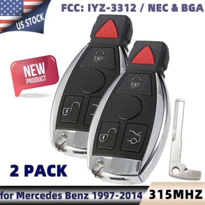 2 Repuestos para Mercedes Benz 1997-2014 / Llave 4 Botones / IYZ-3312 NEC & BGA Foto 1 de 4